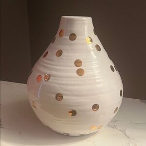 White and Gold Polka Dot Vase